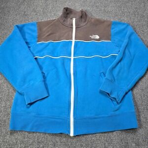 The North Face Mens Blue Brown White Track Jacket Full Zip Size L G Athletic